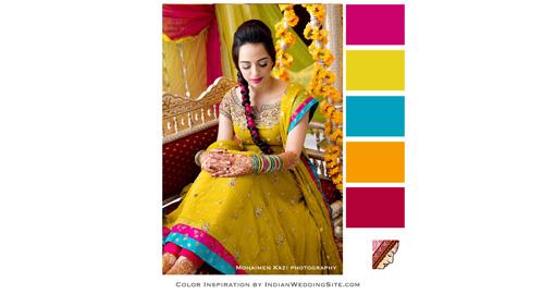 Indian Wedding Inspiration Color Palette- Chartreuse & Framboise