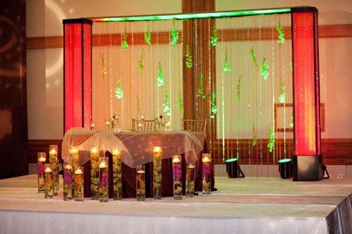 Green and Gold Indian Wedding Reception