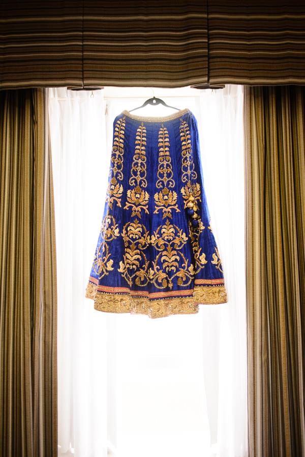 1a indian wedding blue and gold lengha