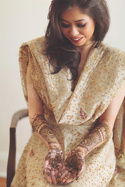 4 Indian Wedding Cream lengha and mehndi