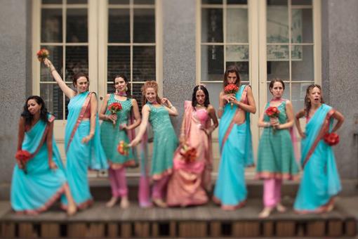 Pink and Blue Indian Wedding Bridesmaids - Purva & David I