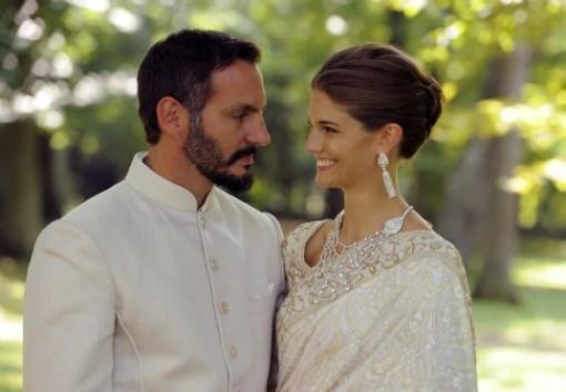 Prince-Rahim-Aga-Khan-and-Princess-Salwa-Aga-Khan-ivory-Manav-Gangwani-bridal-sari-and-sherwani-e1378255567341