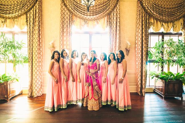 19a indian wedding bridesmaids peach lengha