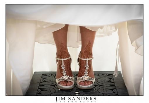 Indian bride silver jeweled heels and mehndi