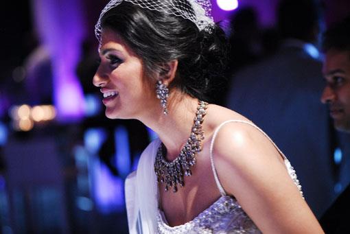 Vintage Indian Bride in White with Birdcage Veil