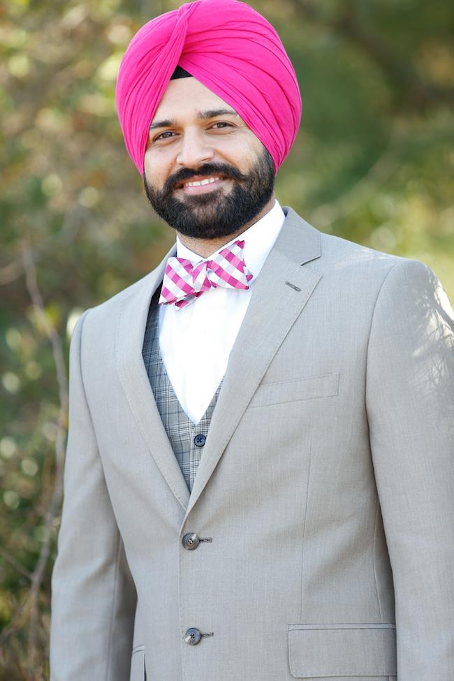 Sikh Engagement Pink Turban and bow tie
