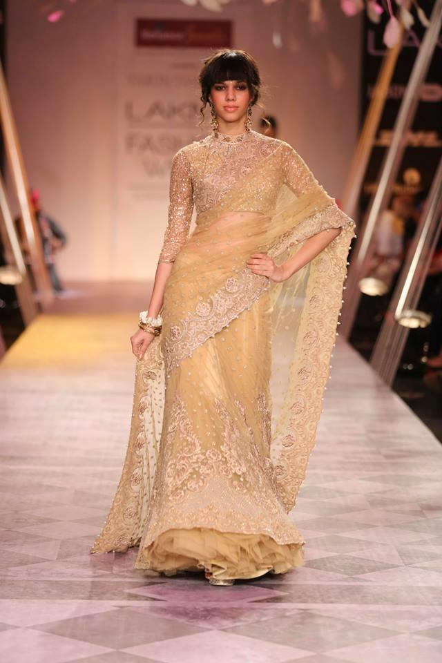 Tarun Tahiliani Lakme Fashion Week Summer 2014 gold sari