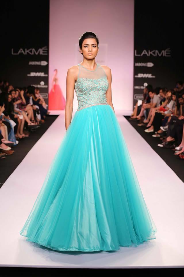 Jyotsna Tiwari Lakme Fashion Week Summer 2014 sky blue Indian wedding dress