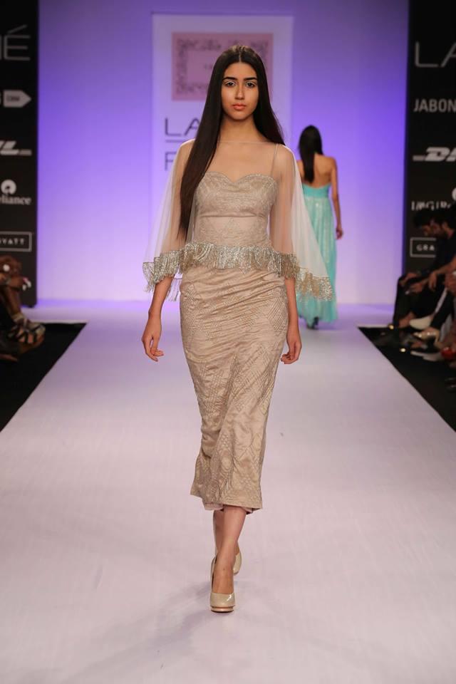 Shehlaa by Shehlaa Khan Lakme Fashion Week Summer 2014 beige dress with dupatta