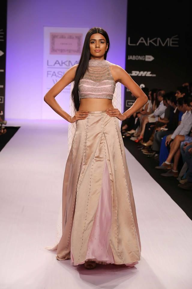 Shehlaa by Shehlaa Khan Lakme Fashion Week Summer 2014 beige pink lehnga
