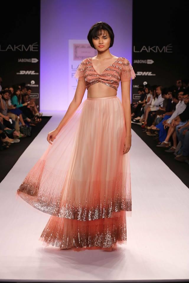 Shehlaa by Shehlaa Khan Lakme Fashion Week Summer 2014 pink orange coral lehnga