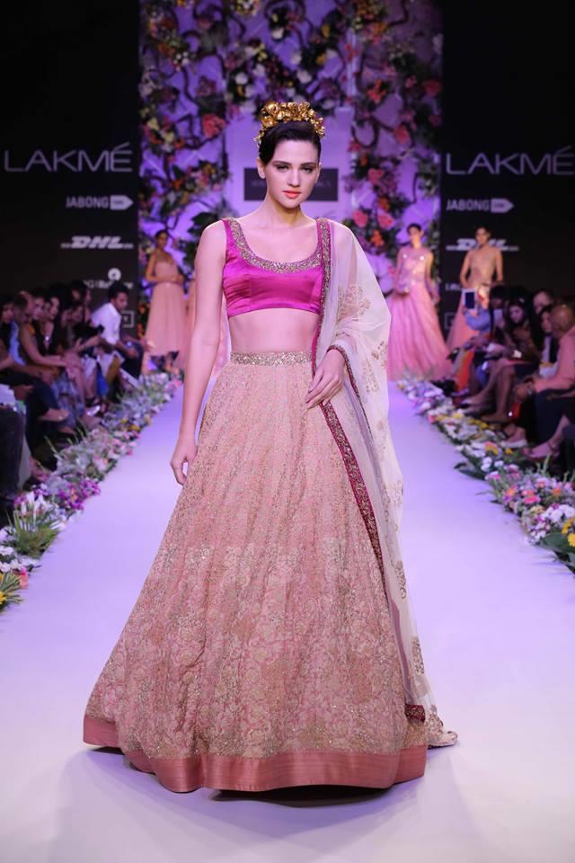 Shyamal & Bhumika Lakme Fashion Week Summer Resort 2014 Indian wedding princess pink lehnga