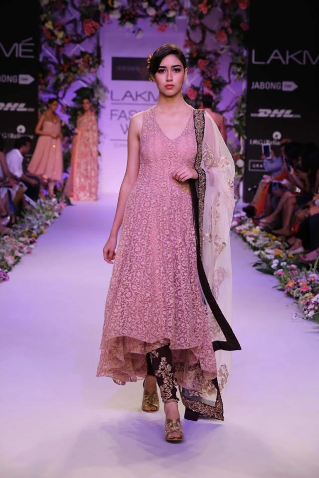 Shyamal & Bhumika Lakme Fashion Week Summer Resort 2014 pink indian wedding churidar suit