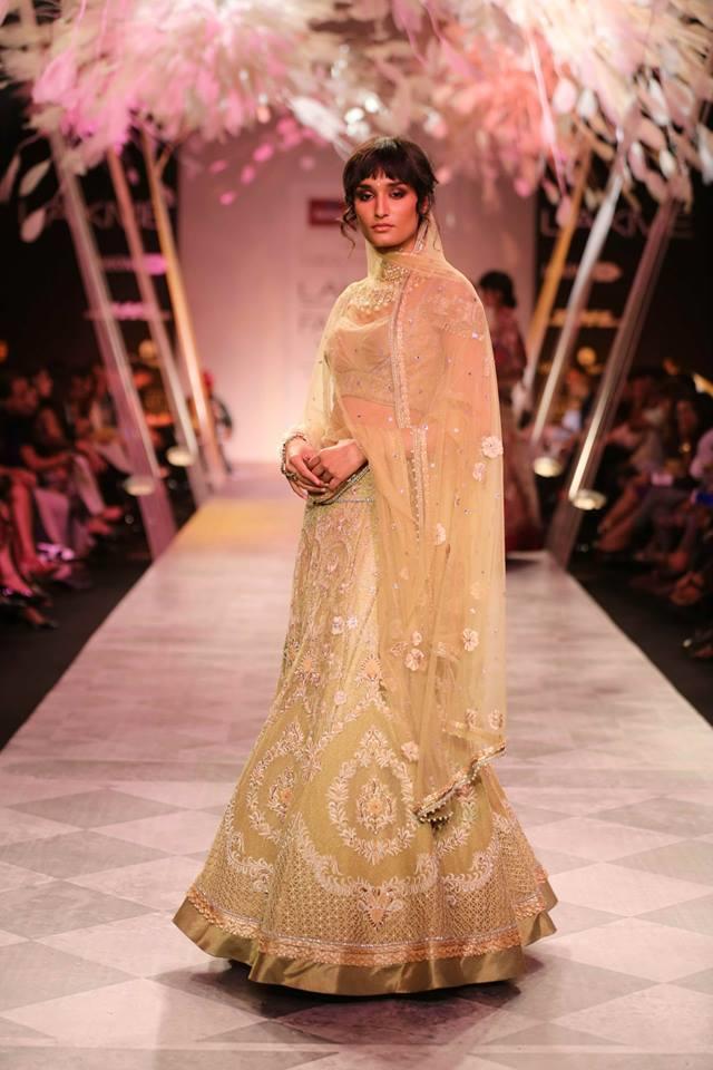 Tarun Tahiliani Lakme Fashion Week Summer Resort 2014 gold Indian bridal lehnga