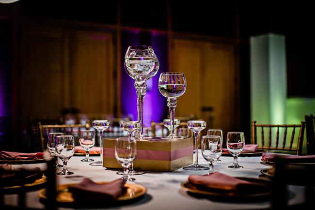 Glass bowl Indian reception centerpiece with raised box