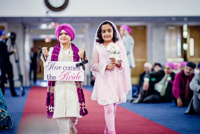 Here Comes the Bride Indian wedding ceremony sign with kids