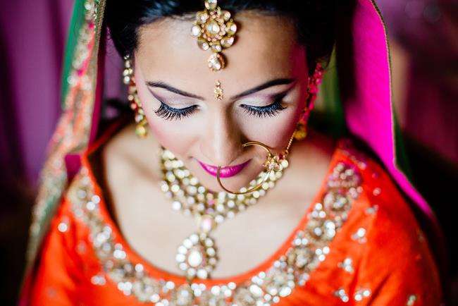 Indian bridal makeup closeup shot