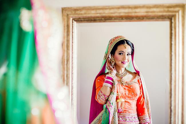 Punjabi bride portrait in mirror_650