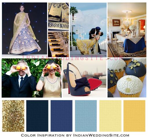 navy yellow gold indian wedding palette blog