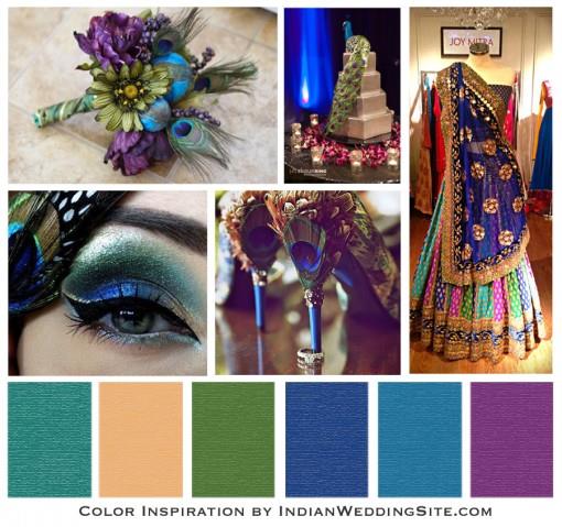 Indian Wedding Color Palette Peacock Green Blue Purple