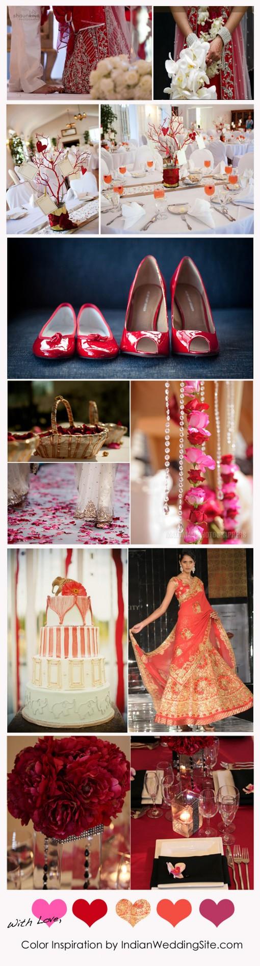 Indian Wedding Color Palette Valentine's Red Pink Gold Silver