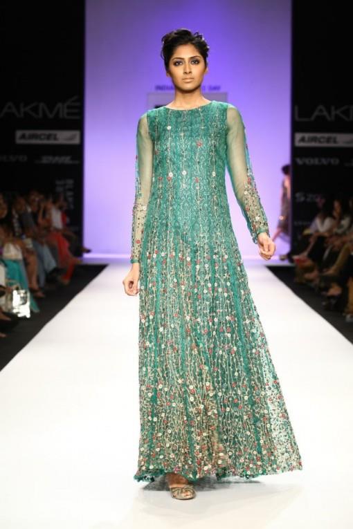 farah firdos lfw 2013 green beaded anarkali
