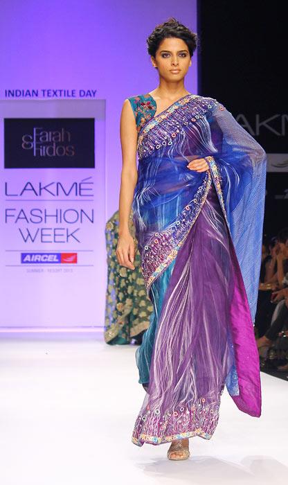 farah-firdos lfw ss13 rainbow saree