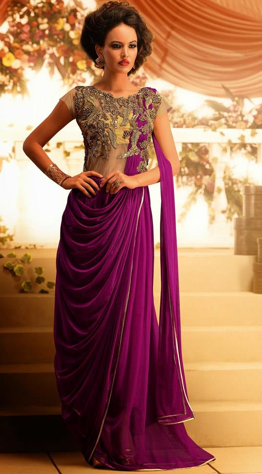 Indian Wedding Sari Gown Fashion Ideas