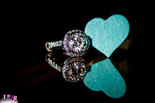 2 Indian Engagement Party tiffany themed round halo ring