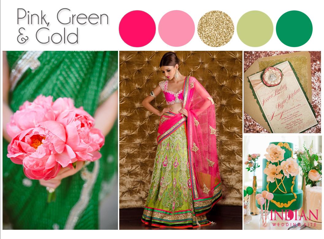 Pink, Green & Gold Indian Wedding Color Palette
