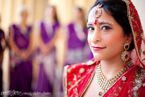 Purple Indian Bridesmaids Saris and Cream Groomsmen Kurtas - 3