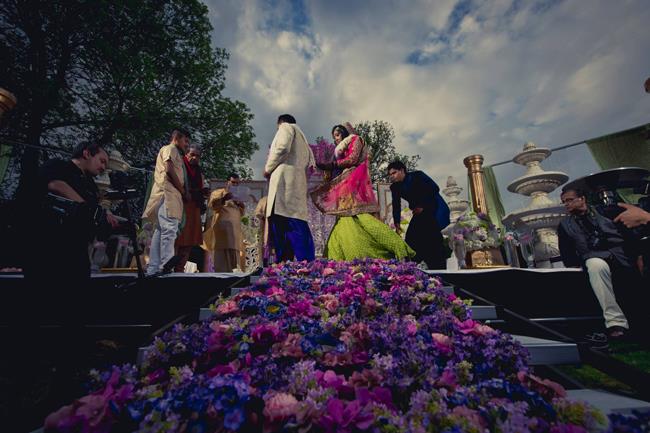 indian wedding ceremony floral aisle