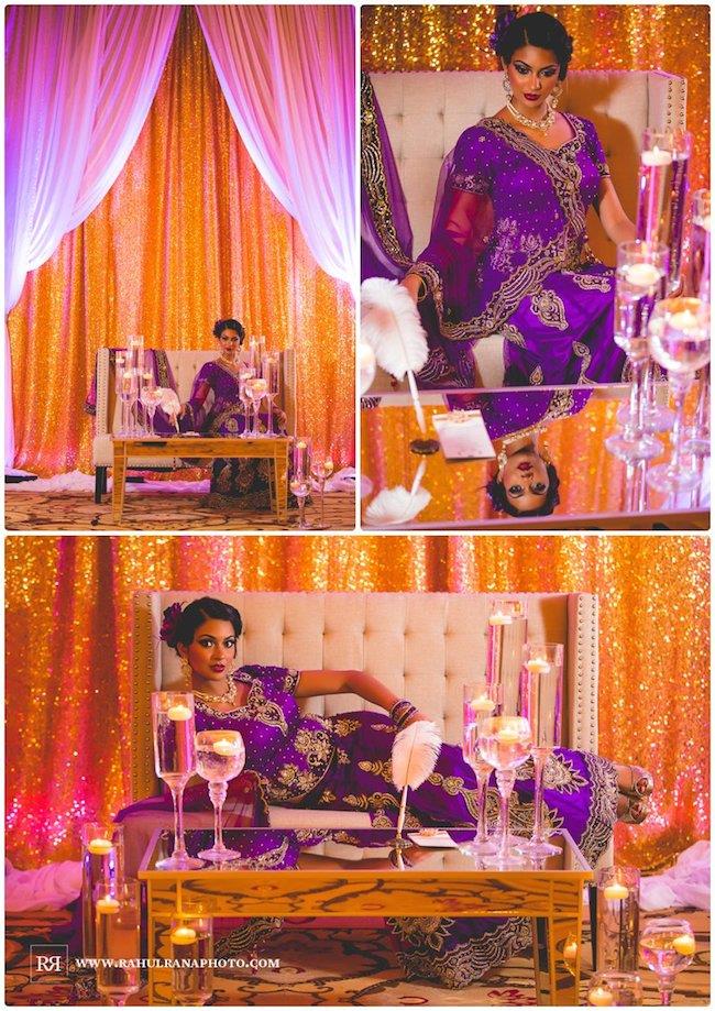 9a Indian wedding purple sari reception decor