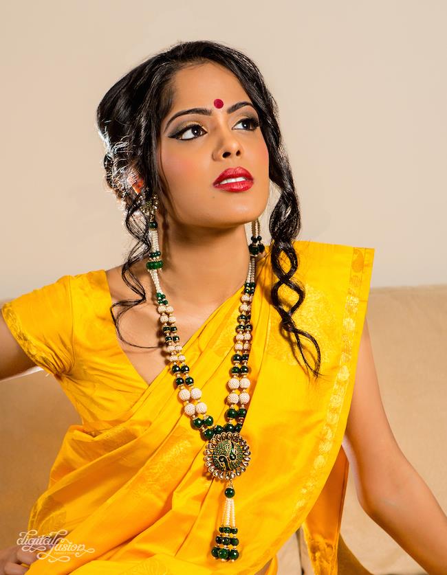 11 bridal yellow sari and necklace