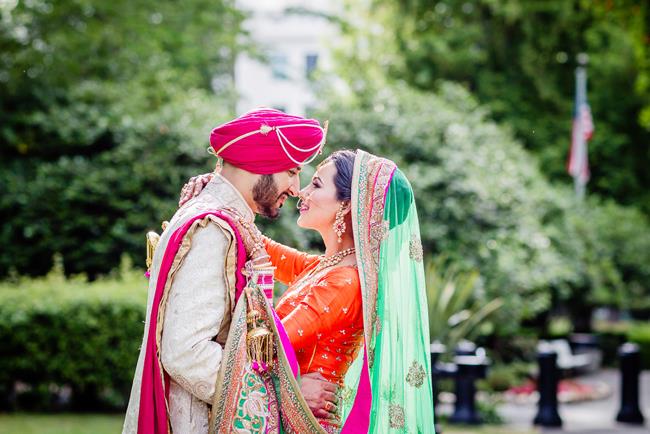 Indian bride and groom outdoor portrait