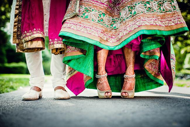 Indian bride and groom shoe shot